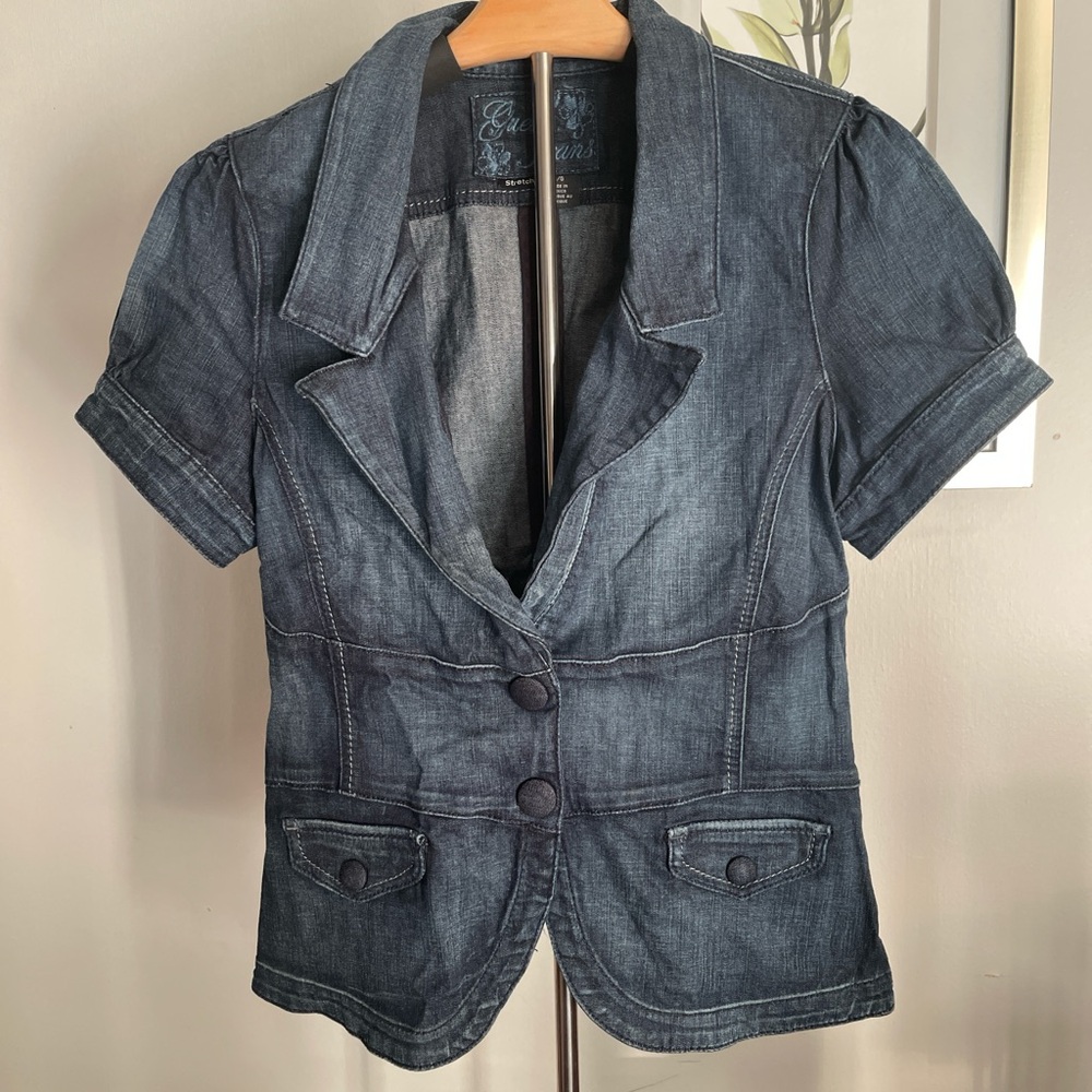 Guess Dark Denim Short Sleeve Blazer